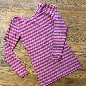 Pink and Brown Striped Long Sleeve Top
